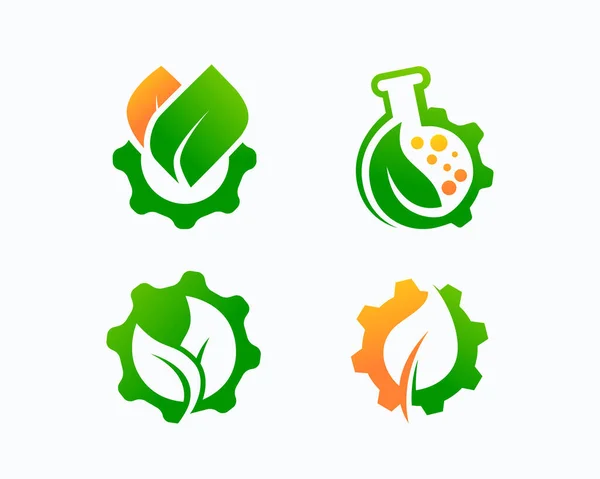 Plantilla Logotipo Laboratorio Engranaje Hoja Adecuada Para Empresas Nombres Productos — Vector de stock