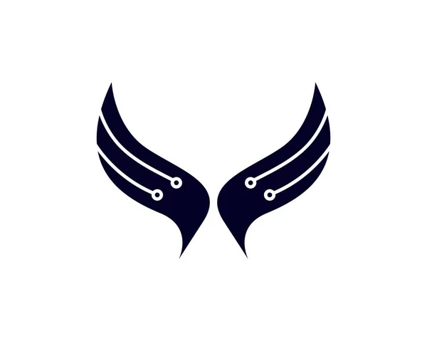Wings Tech Logo Template Design Vector Emblema Concepto Diseño Símbolo — Archivo Imágenes Vectoriales