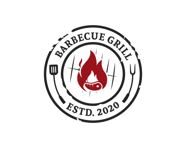 Λογότυπο Μπάρμπεκιου Λογότυπο Bbq Και Έννοια Φωτιάς Συνδυασμό Σπάτουλα — Διανυσματικό Αρχείο