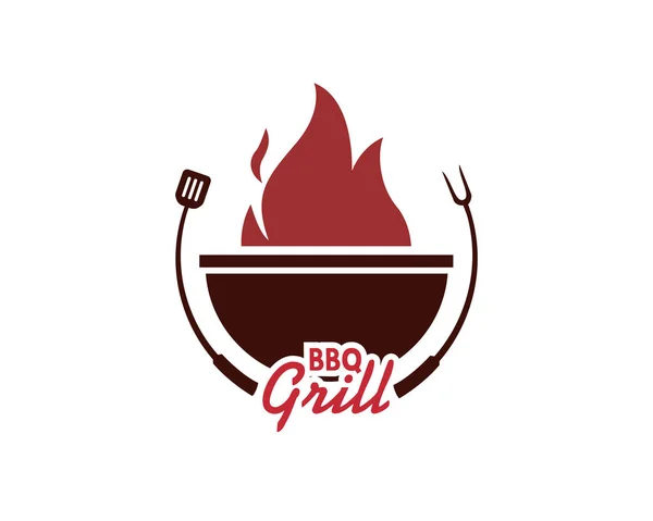 Grilovací Logo Bbq Logotypem Koncepcí Ohně Kombinaci Stěrkou — Stockový vektor