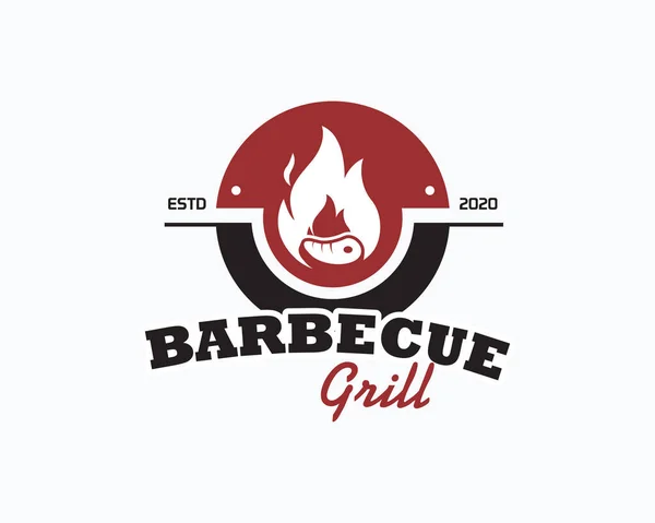 Λογότυπο Μπάρμπεκιου Λογότυπο Bbq Και Έννοια Φωτιάς Συνδυασμό Κρέας — Διανυσματικό Αρχείο