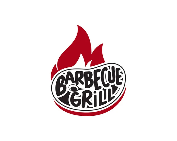 Λογότυπο Μπάρμπεκιου Λογότυπο Bbq Και Έννοια Φωτιάς Συνδυασμό Κρέας — Διανυσματικό Αρχείο