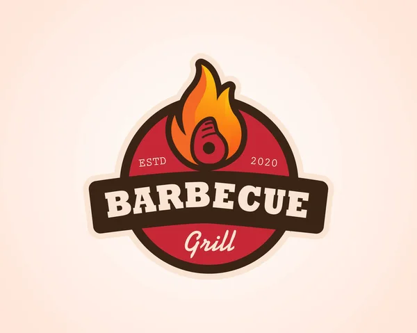 Barbecue Logo Bbq Logotype Fire Concept Combination Spatula — Stock Vector