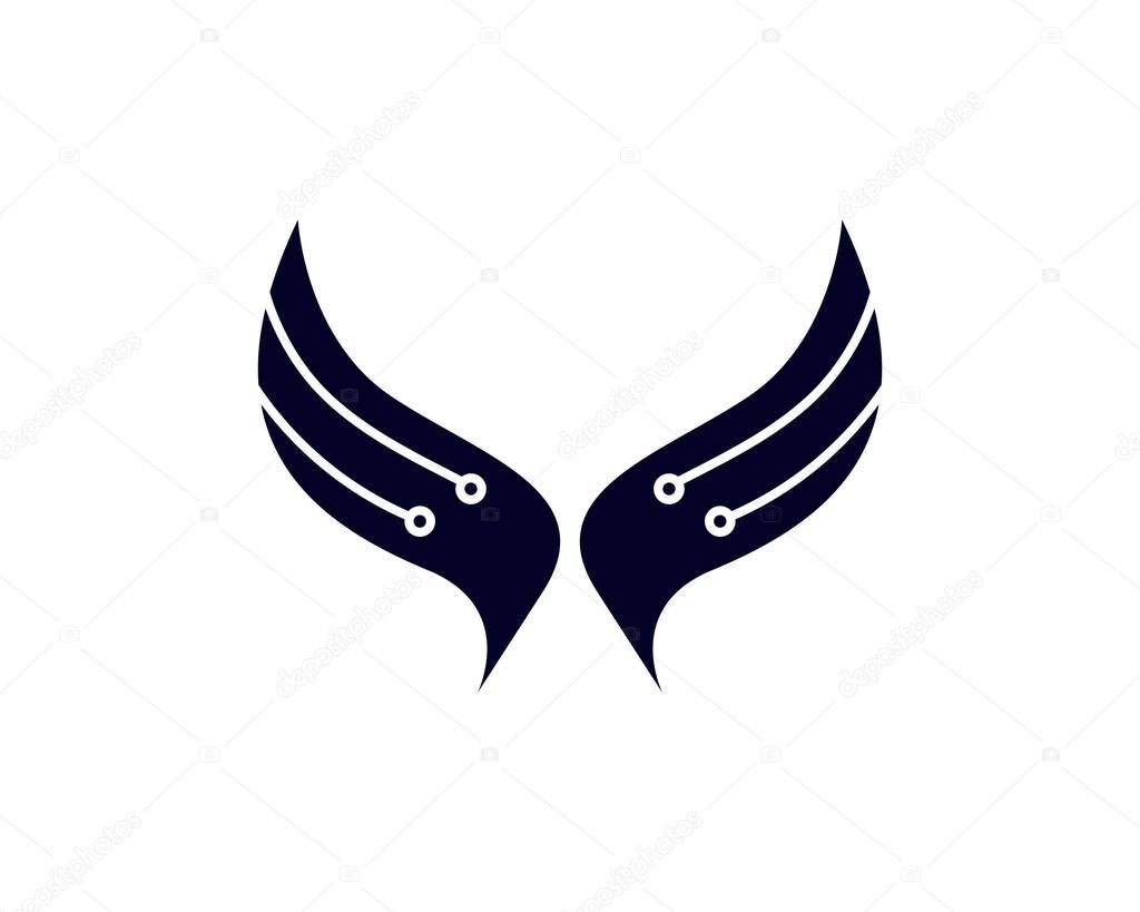 Wings Tech Logo Template Design Vector, Emblem, Design Concept, Creative Symbol, Icon
