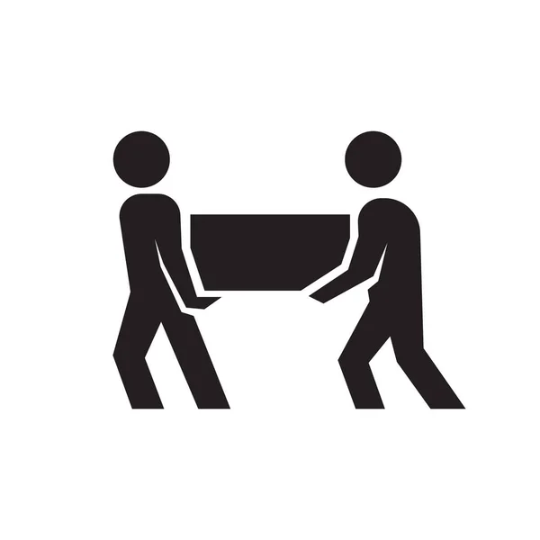 Εικονίδιο Διάνυσμα Δύο Ανθρώπων Ανύψωσης Κιβώτια Κουτιά — Διανυσματικό Αρχείο