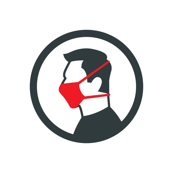 男性戴红色医疗面罩 矢量图标 — 图库矢量图片
