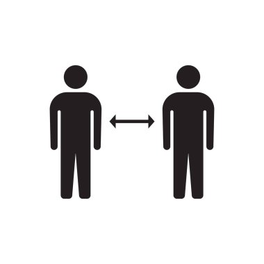 Sosyal Mesafe Vektörü, Coronavirus Hastalığı 2019 Covid-19 Solid Glyph. Evde Kalın, Evden Çalışın.