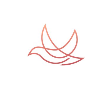 Şirketler ve ürün isimleri için uygun doğrusal soyut kuş logosu şablonu. Bu şık logo tasarımı bir şirket, ürün, hizmet ya da tüm fikirleriniz için farklı amaçlar için kullanılabilir..