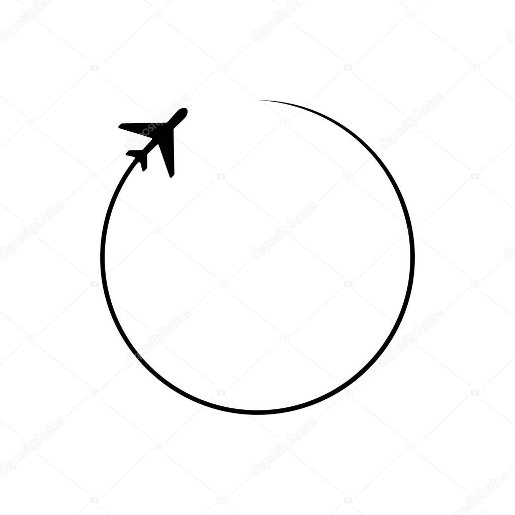 Airplane line icon. Circle, wing, transport. Travel concept. Vector illustration can be used for topics like flight, vacation, aviation