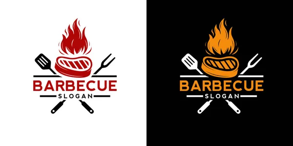 바베큐 레스토랑 미니멀리즘적 바베큐 쇠스랑 Bbq 템플릿 질감을 일러스트 — 스톡 벡터