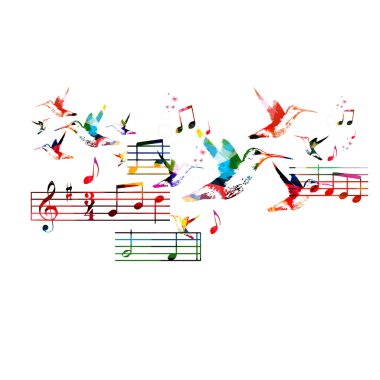 Renkli arka plan ile müzik notlar