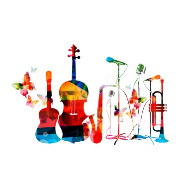 Müzik aletleri ve kelebekler