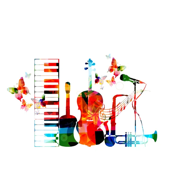 Farbenfrohe Musikinstrumente — Stockvektor
