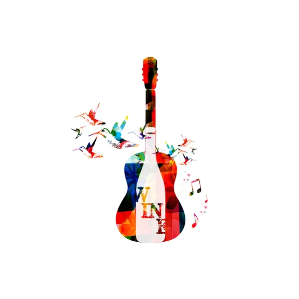 Guitarra colorida e design de vinho — Vetor de Stock