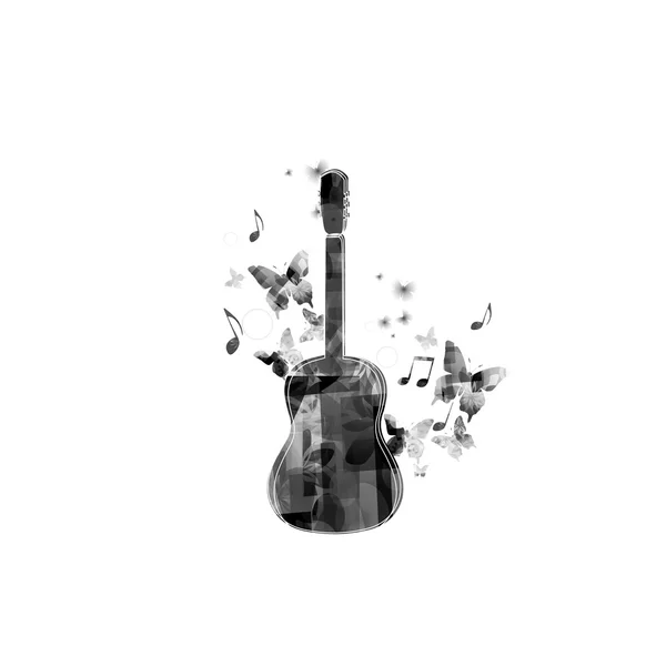 Fondo musical con guitarra — Vector de stock