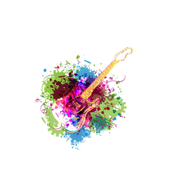 Fond musical coloré avec guitare — Image vectorielle