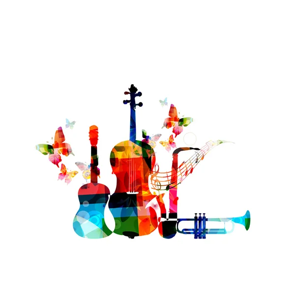 Instruments de musique colorés — Image vectorielle