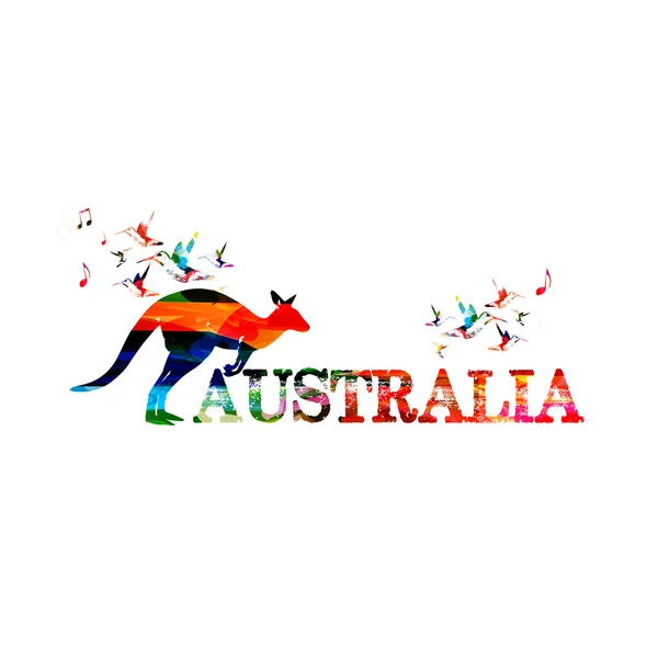 Australia colorida con canguro — Vector de stock