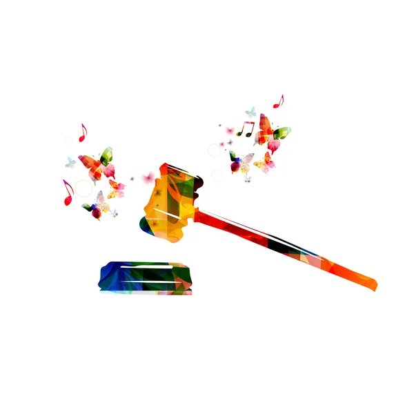 다채로운 판사 망치 디자인 — 스톡 벡터