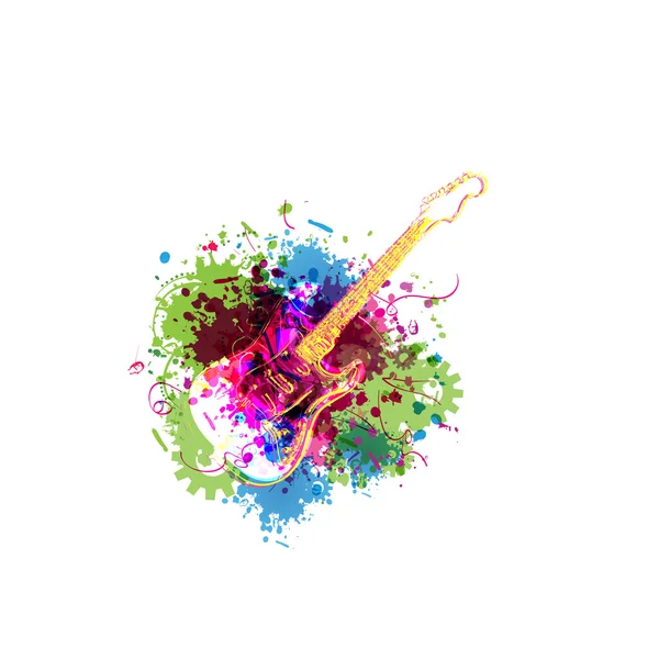 Fondo de música colorida con guitarra — Vector de stock