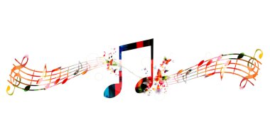 Renkli arka plan ile müzik notlar