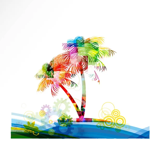 Abstract colorful palm trees — Stock Vector