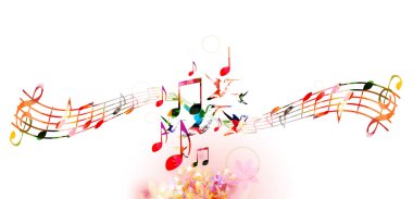 Renkli arka plan ile müzik notlar