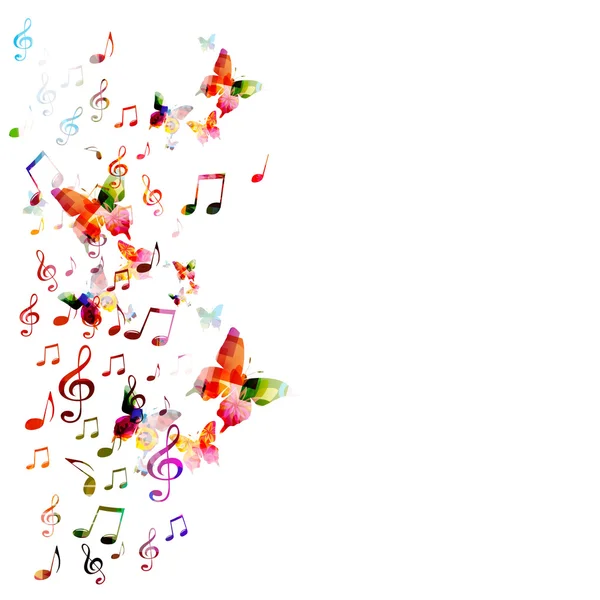 Fondo colorido con notas musicales — Vector de stock