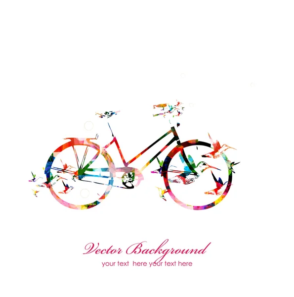 Bicicleta colorida com beija-flores — Vetor de Stock