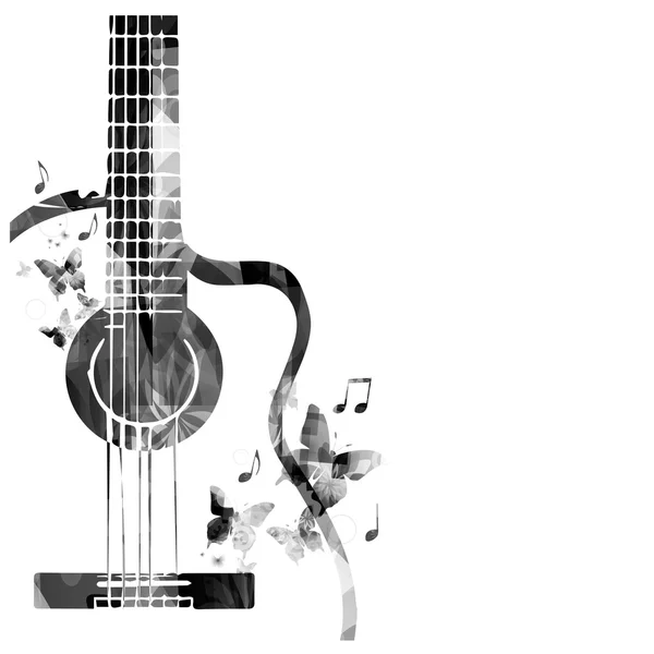 Kytara s designem kolibříků — Stockový vektor