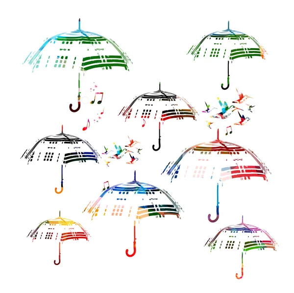 Kolorowe parasole z kolibry — Wektor stockowy