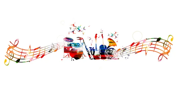 Instrumentos de música coloridos — Vector de stock