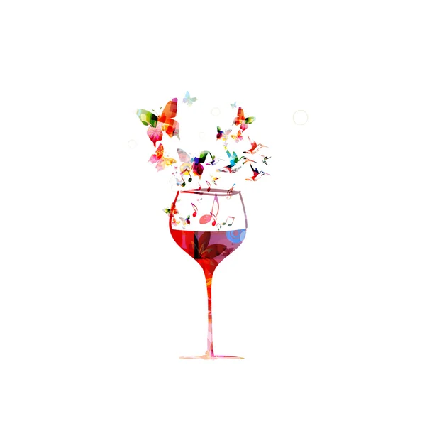 カラフルなワイン グラス デザイン — ストックベクタ