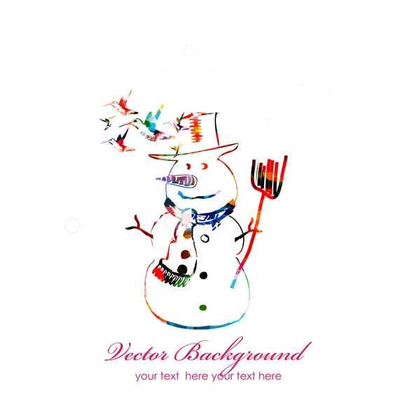 Boneco de neve de Natal colorido — Vetor de Stock