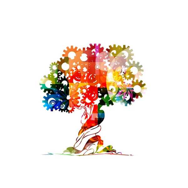 Árbol de engranajes colores — Vector de stock