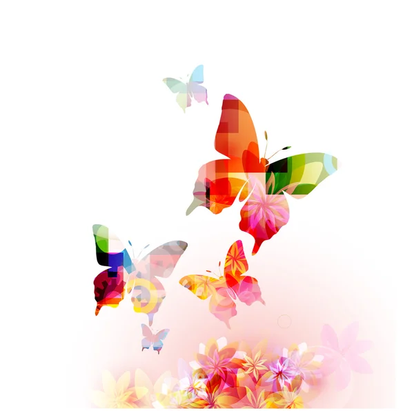 Fond coloré avec des papillons . — Image vectorielle