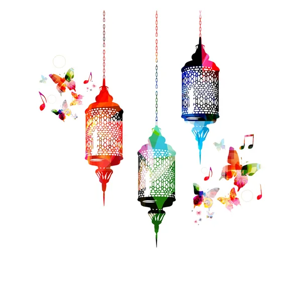Colorful lamps for Ramadan — Stock Vector
