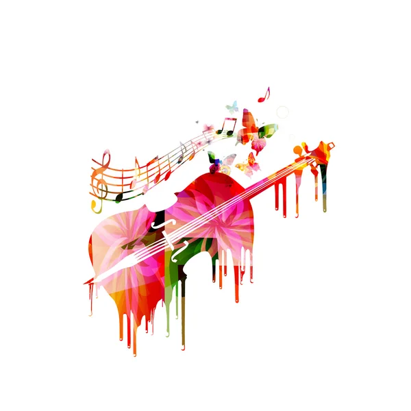 Violoncelle coloré aux papillons — Image vectorielle