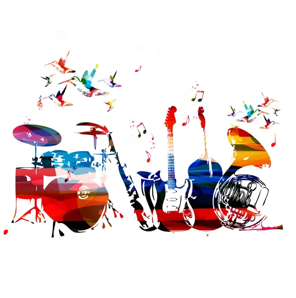 Fond d'instruments de musique colorés — Image vectorielle