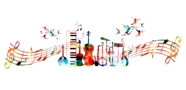 Fond d'instruments de musique colorés — Image vectorielle