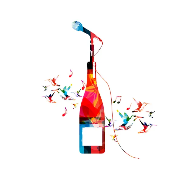 Красочная бутылка вина с птицами — стоковый вектор