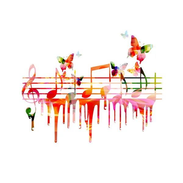 Fundo colorido com notas de música — Vetor de Stock