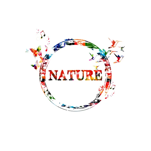 Timbre coloré avec texte nature . — Image vectorielle