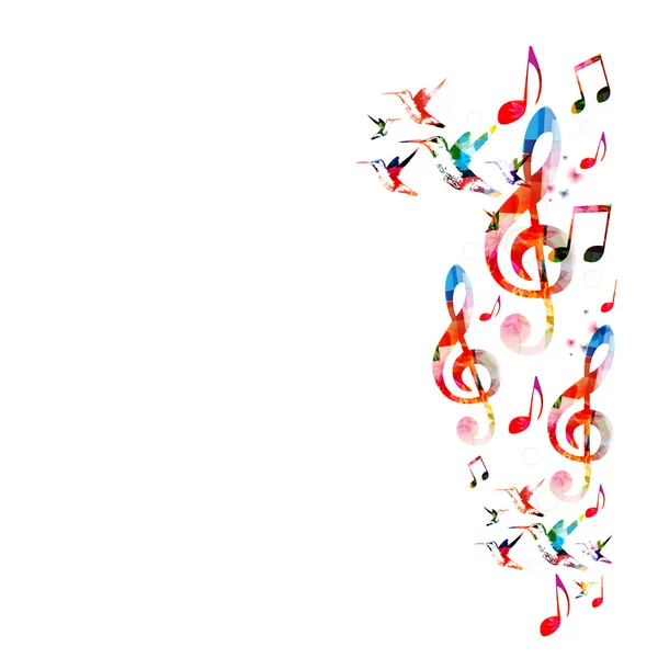 Fondo colorido con notas musicales — Vector de stock