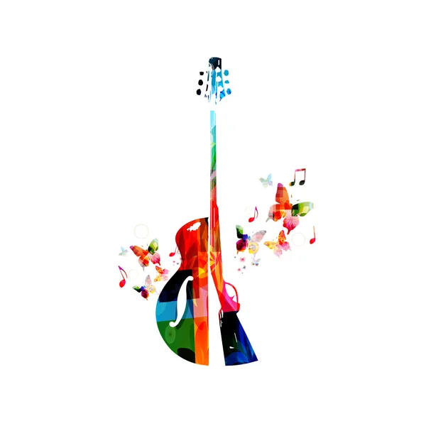 Guitarra colorida y rifa — Vector de stock