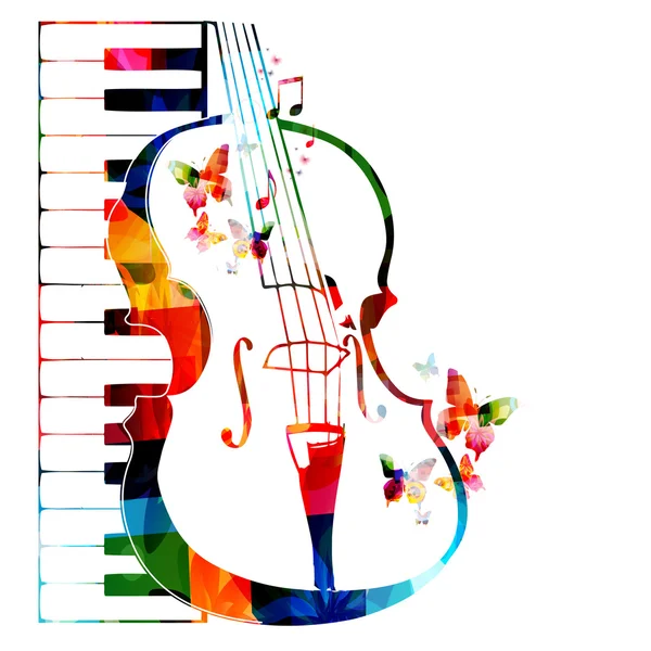 Colorato disegno violoncello — Vettoriale Stock