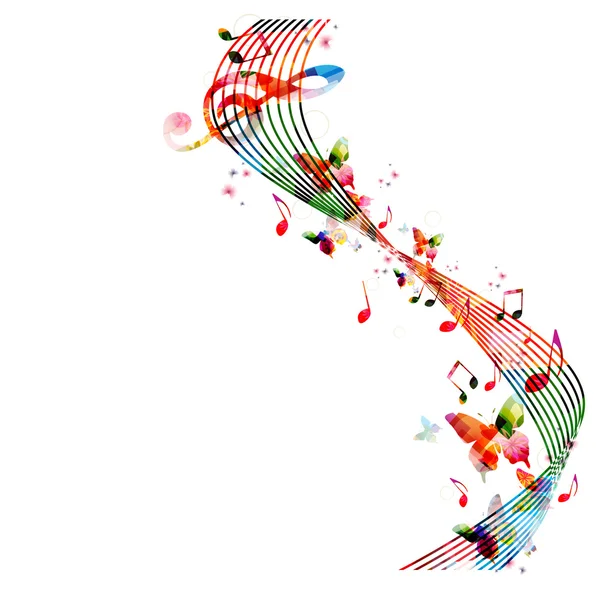 Fondo colorido con notas musicales — Vector de stock