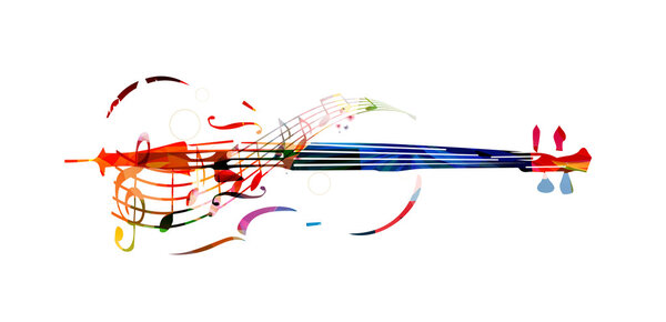 Colorful violoncello with music notes