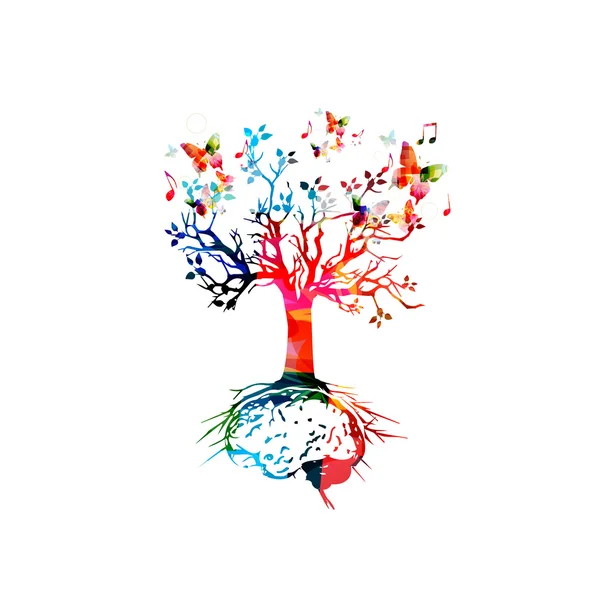 Beyin kökü ile ağacı — Stok Vektör