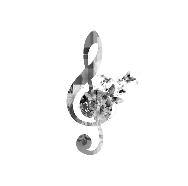 G-clef avec fond de papillons — Image vectorielle